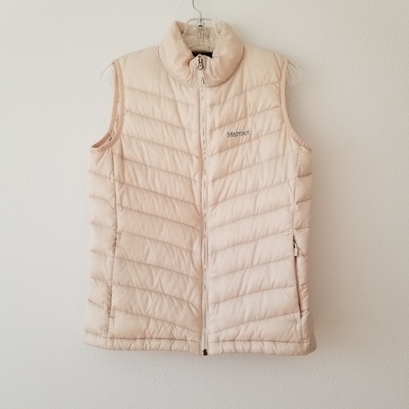 🌸 Marmot Off-White Ivory Pearl 800 Down Fill Vest Jacket Coat Size Medium M - Picture 2 of 15